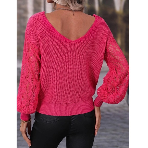 Hot Pink Twist Back Reversible Sweater - Picture 3 of 6